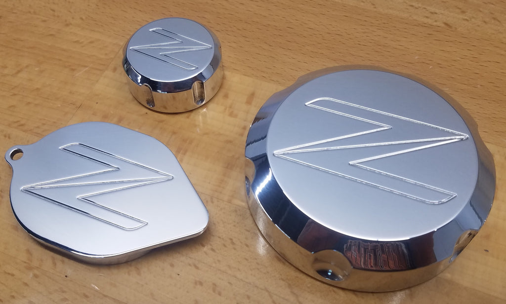 Polished Billet 2009-2012 Nissan 370Z Logo Cap Set - 3 Piece